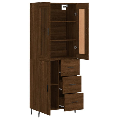 Highboard Braun Eichen-Optik 69,5x34x180 cm Holzwerkstoff