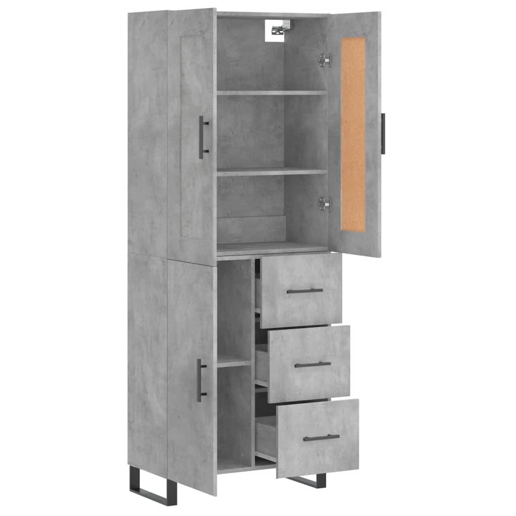 Highboard Betongrau 69,5x34x180 cm Holzwerkstoff