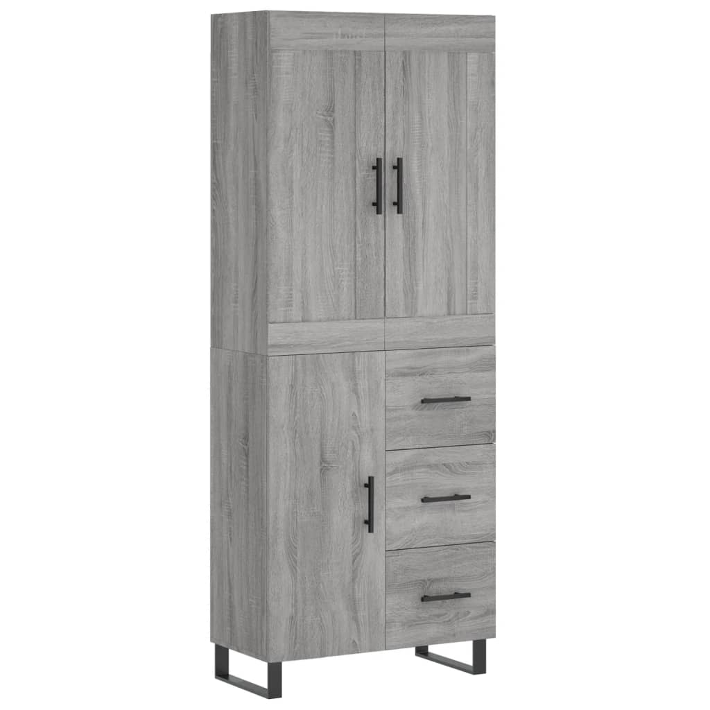 Highboard Grau Sonoma 69,5x34x180 cm Holzwerkstoff