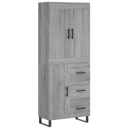 Highboard Grau Sonoma 69,5x34x180 cm Holzwerkstoff