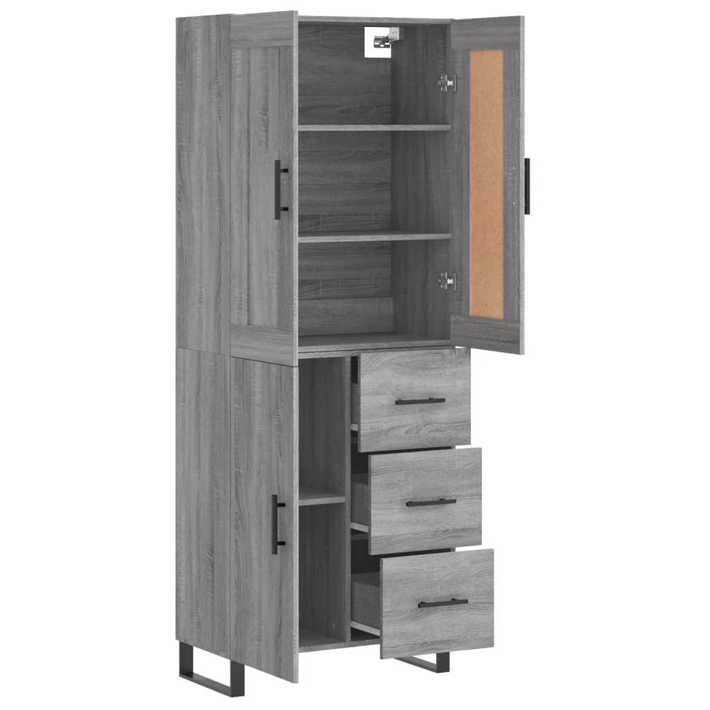 Highboard Grau Sonoma 69,5x34x180 cm Holzwerkstoff