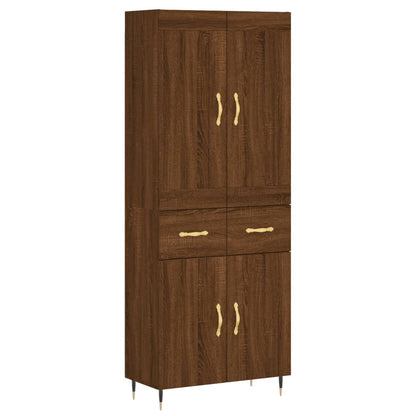 Highboard Braun Eichen-Optik 69,5x34x180 cm Holzwerkstoff