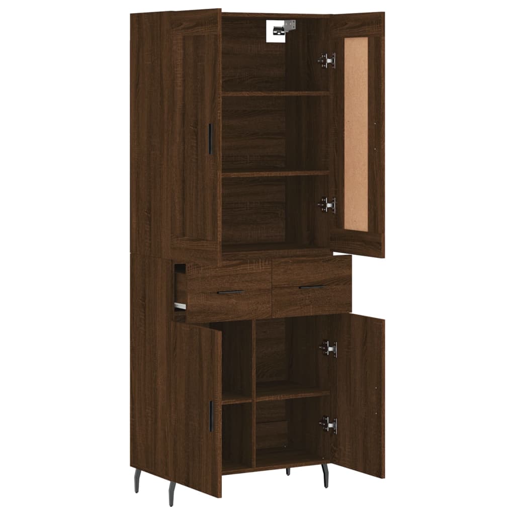 Highboard Braun Eichen-Optik 69,5x34x180 cm Holzwerkstoff