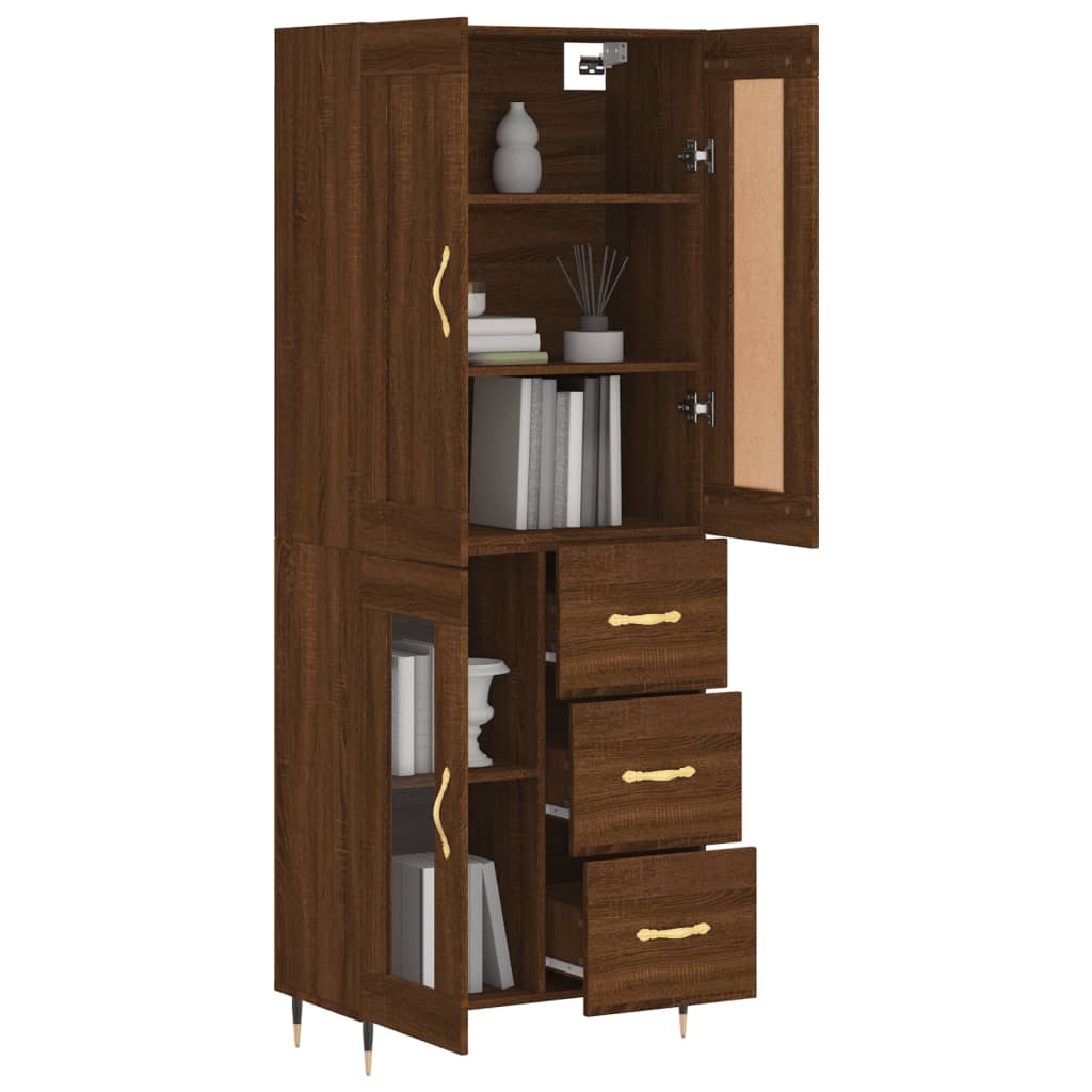 Highboard Braun Eichen-Optik 69,5x34x180 cm Holzwerkstoff