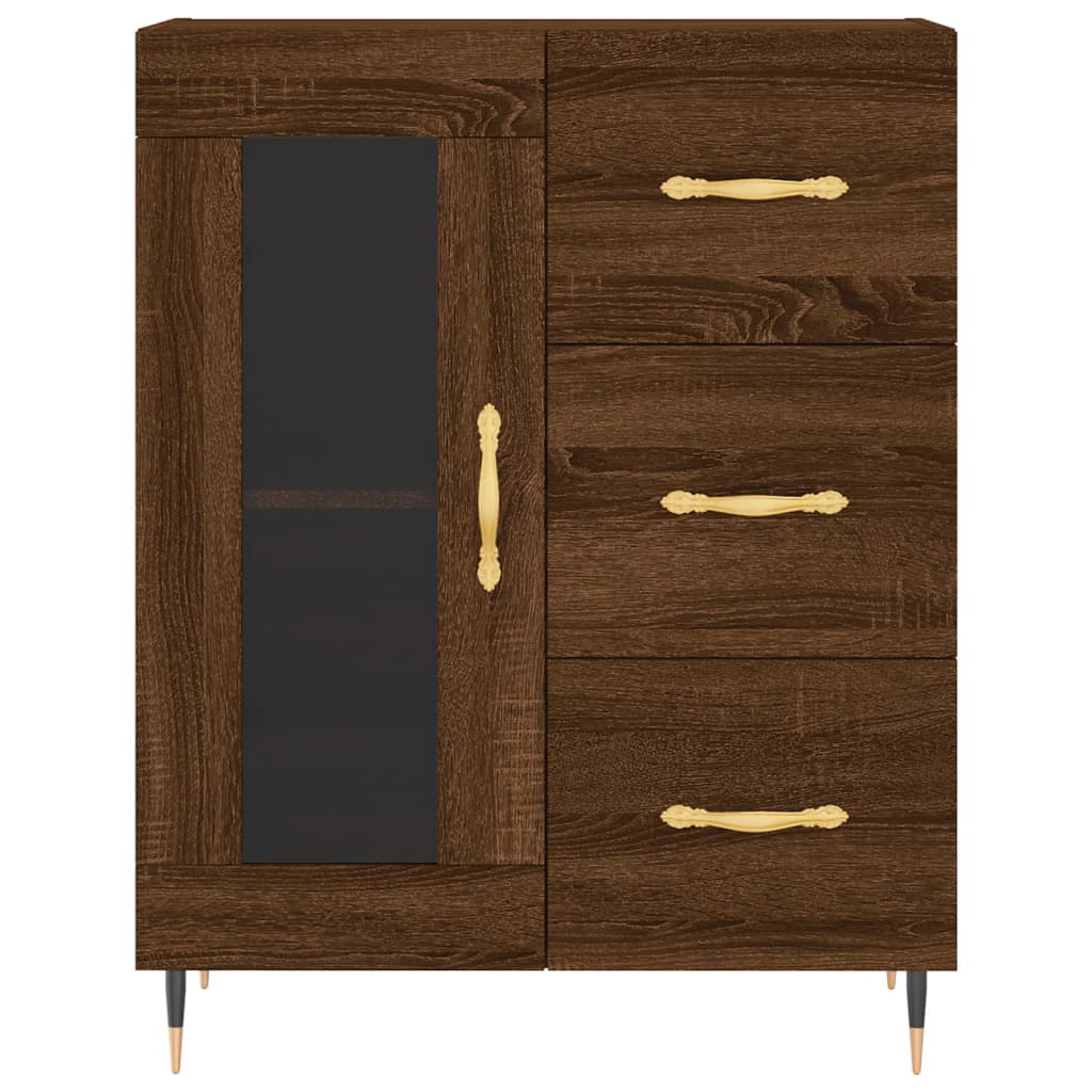 Highboard Braun Eichen-Optik 69,5x34x180 cm Holzwerkstoff