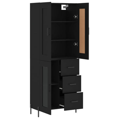 Highboard Schwarz 69,5x34x180 cm Holzwerkstoff