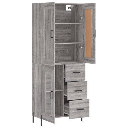 Highboard Grau Sonoma 69,5x34x180 cm Holzwerkstoff