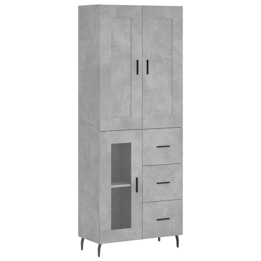 Highboard Betongrau 69,5x34x180 cm Holzwerkstoff