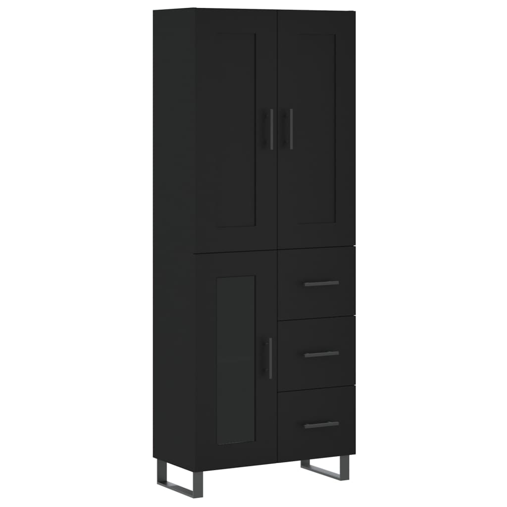 Highboard Schwarz 69,5x34x180 cm Holzwerkstoff