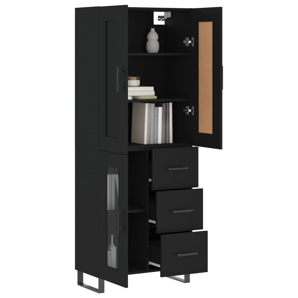 Highboard Schwarz 69,5x34x180 cm Holzwerkstoff