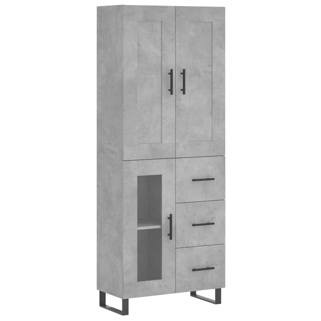 Highboard Betongrau 69,5x34x180 cm Holzwerkstoff