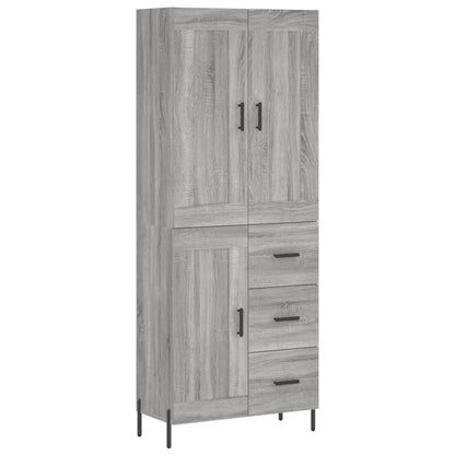 Highboard Grau Sonoma 69,5x34x180 cm Holzwerkstoff