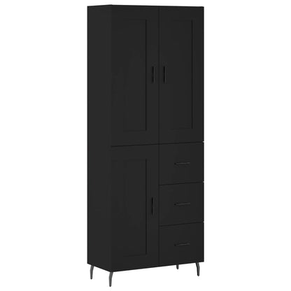 Highboard Schwarz 69,5x34x180 cm Holzwerkstoff