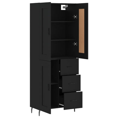 Highboard Schwarz 69,5x34x180 cm Holzwerkstoff