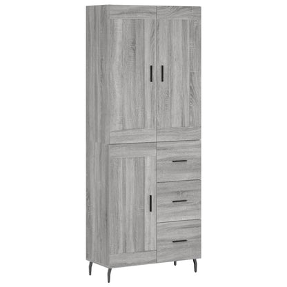 Highboard Grau Sonoma 69,5x34x180 cm Holzwerkstoff