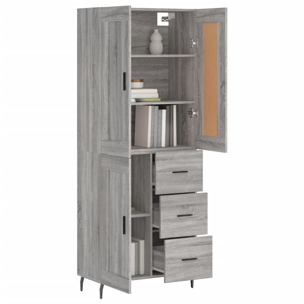 Highboard Grau Sonoma 69,5x34x180 cm Holzwerkstoff