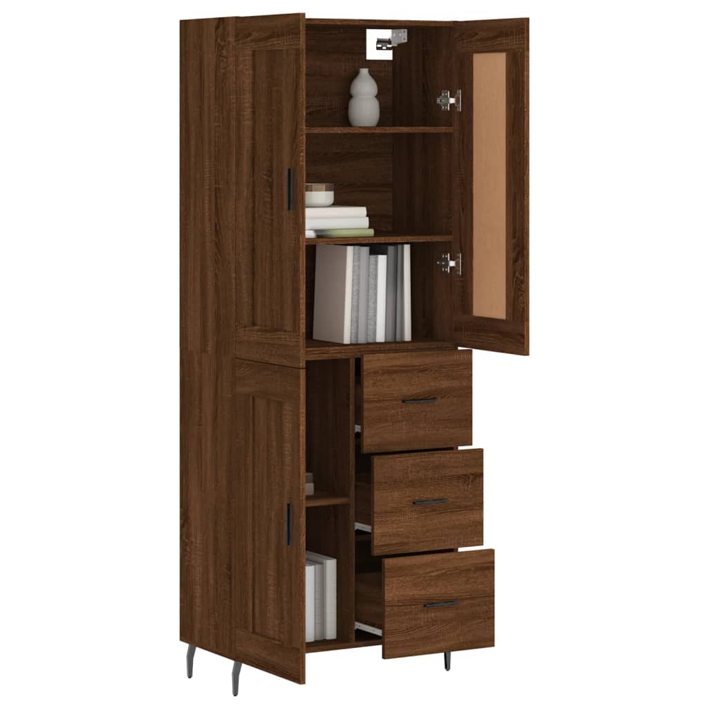 Highboard Braun Eichen-Optik 69,5x34x180 cm Holzwerkstoff