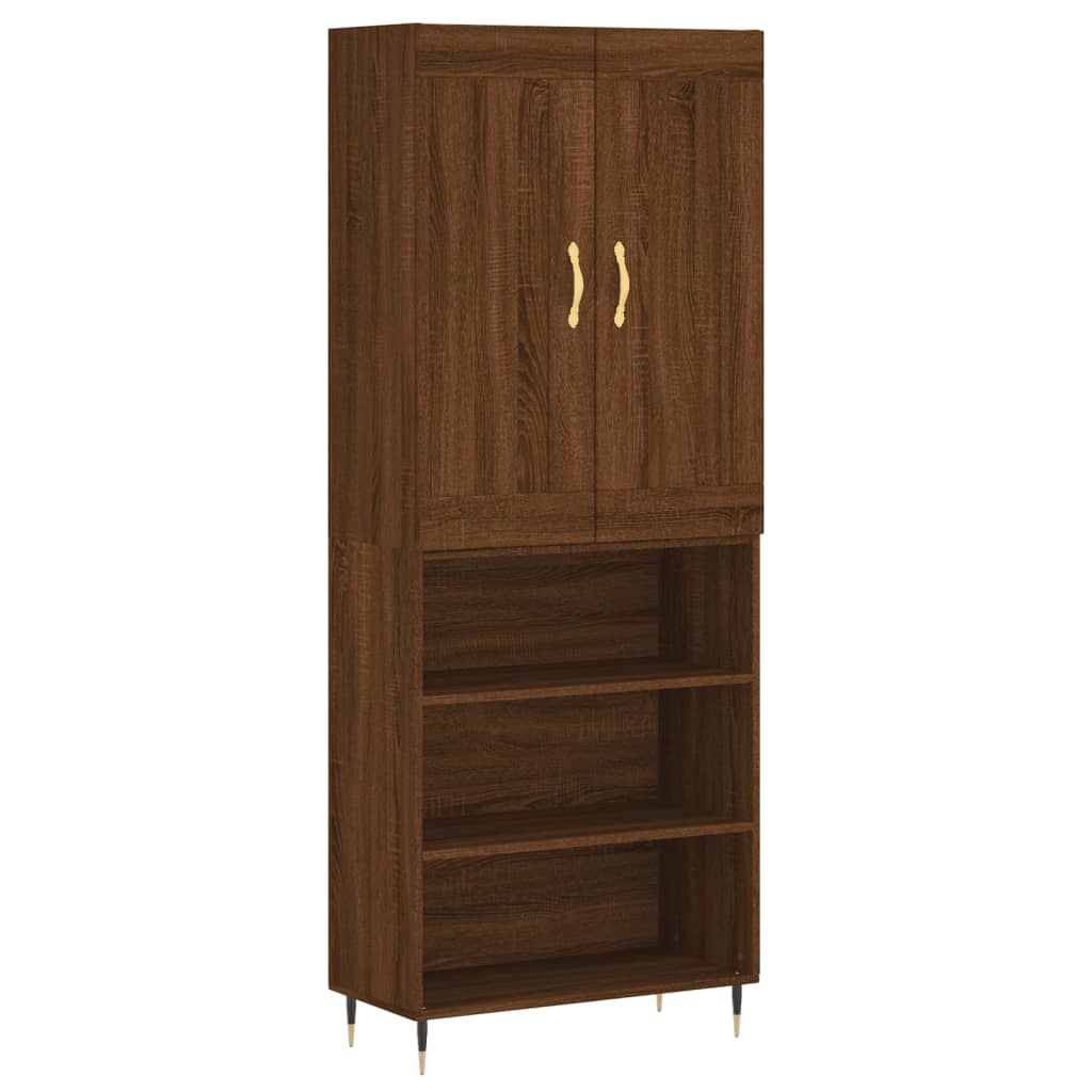 Highboard Braun Eichen-Optik 69,5x34x180 cm Holzwerkstoff