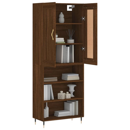 Highboard Braun Eichen-Optik 69,5x34x180 cm Holzwerkstoff