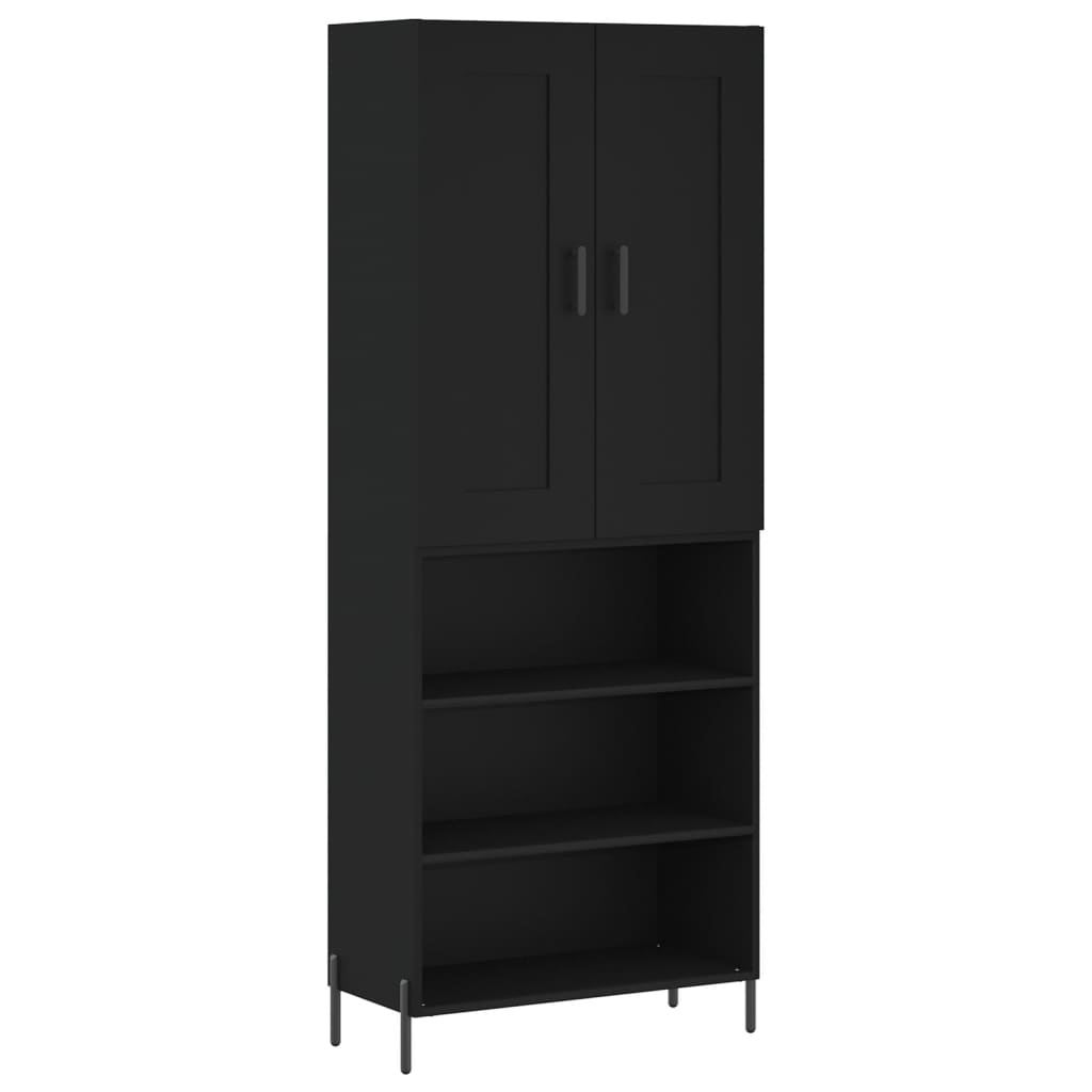 Highboard Schwarz 69,5x34x180 cm Holzwerkstoff