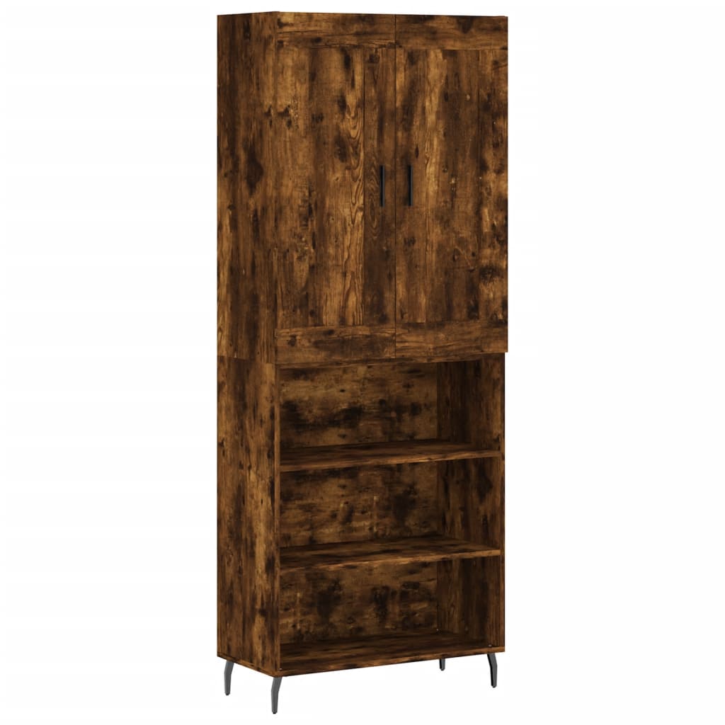 Highboard Räuchereiche 69,5x34x180 cm Holzwerkstoff