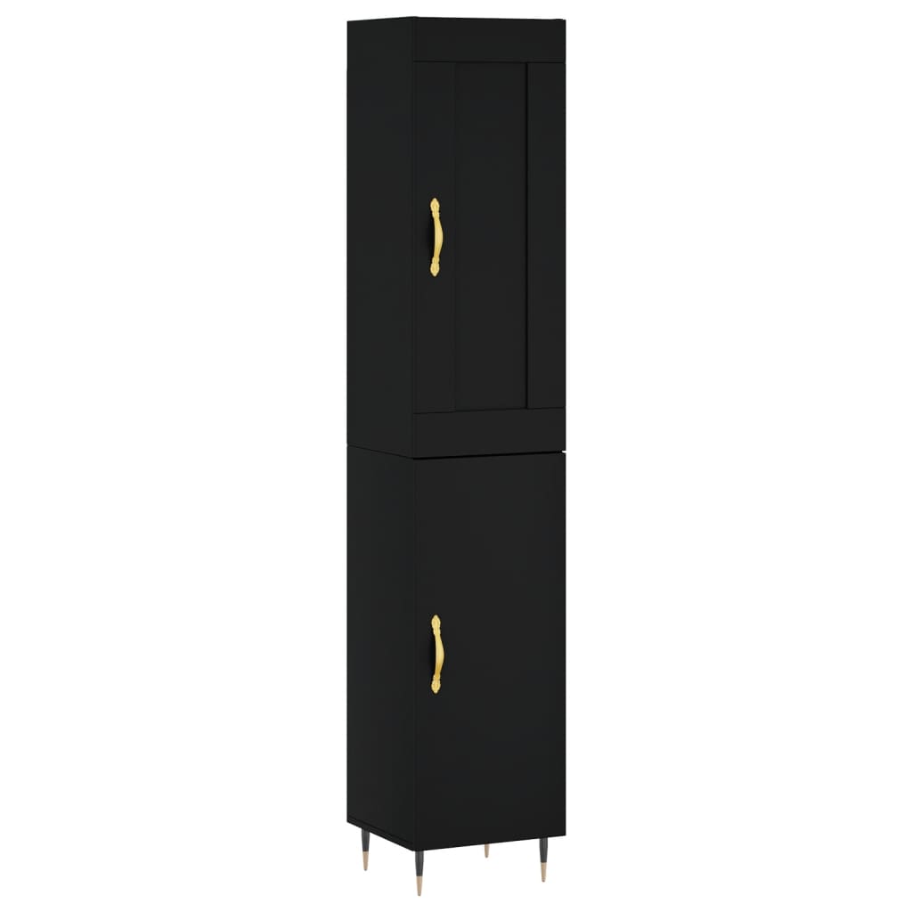 Highboard Schwarz 34,5x34x180 cm Holzwerkstoff