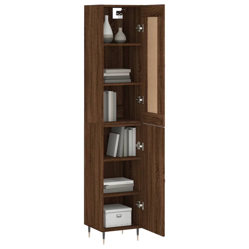 Highboard Braun Eichen-Optik 34,5x34x180 cm Holzwerkstoff