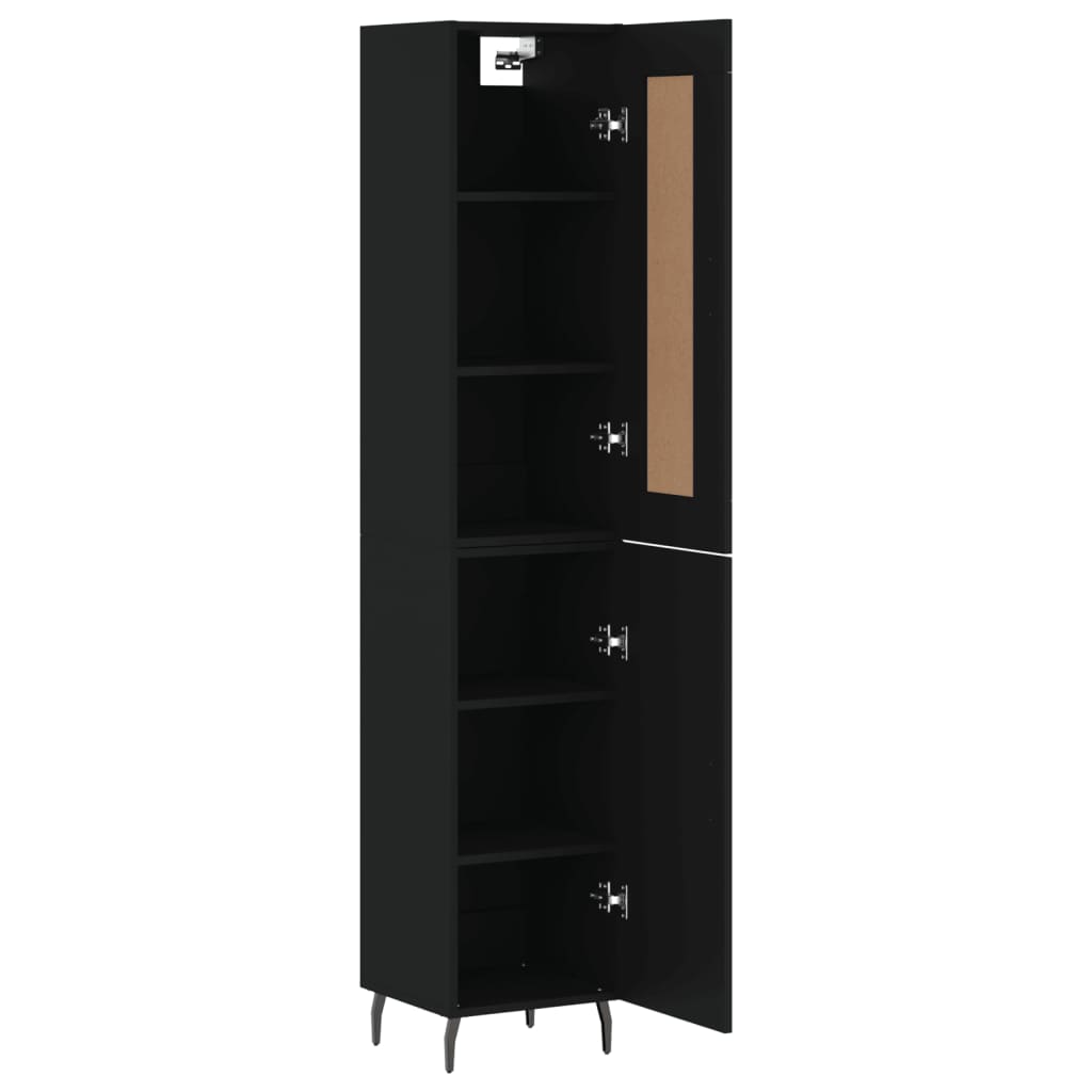 Highboard Schwarz 34,5x34x180 cm Holzwerkstoff