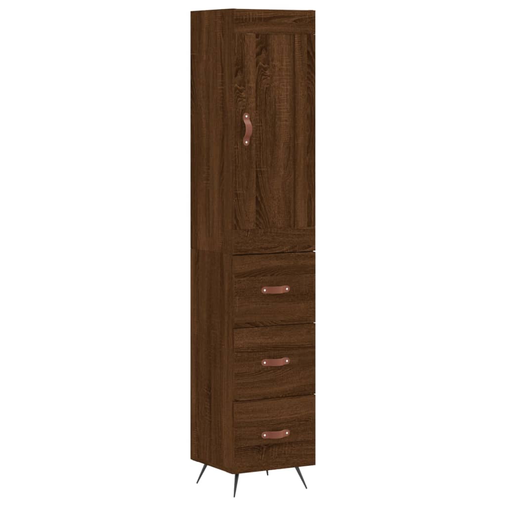 Highboard Braun Eichen-Optik 34,5x34x180 cm Holzwerkstoff