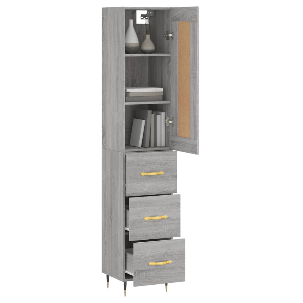 Highboard Grau Sonoma 34,5x34x180 cm Holzwerkstoff