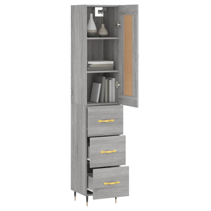 Highboard Grau Sonoma 34,5x34x180 cm Holzwerkstoff