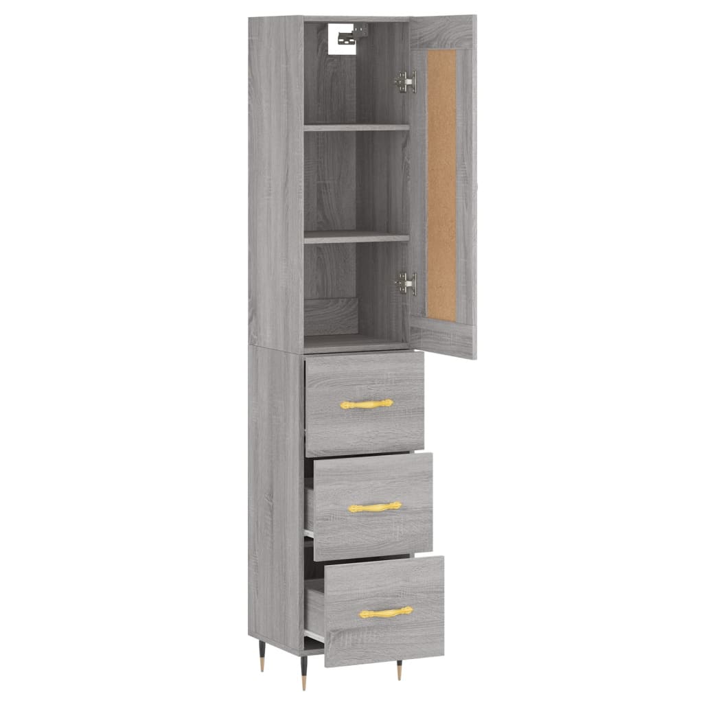 Highboard Grau Sonoma 34,5x34x180 cm Holzwerkstoff