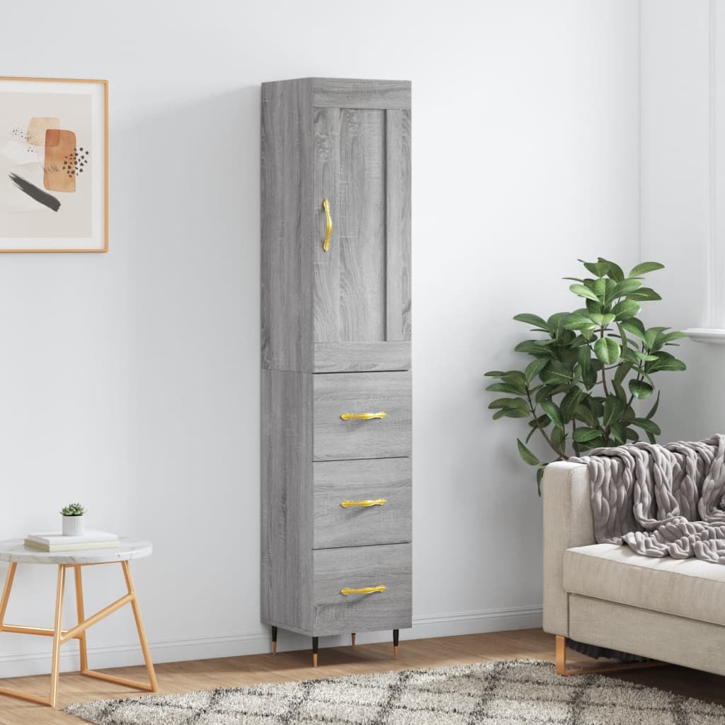 Highboard Grau Sonoma 34,5x34x180 cm Holzwerkstoff