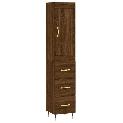 Highboard Braun Eichen-Optik 34,5x34x180 cm Holzwerkstoff