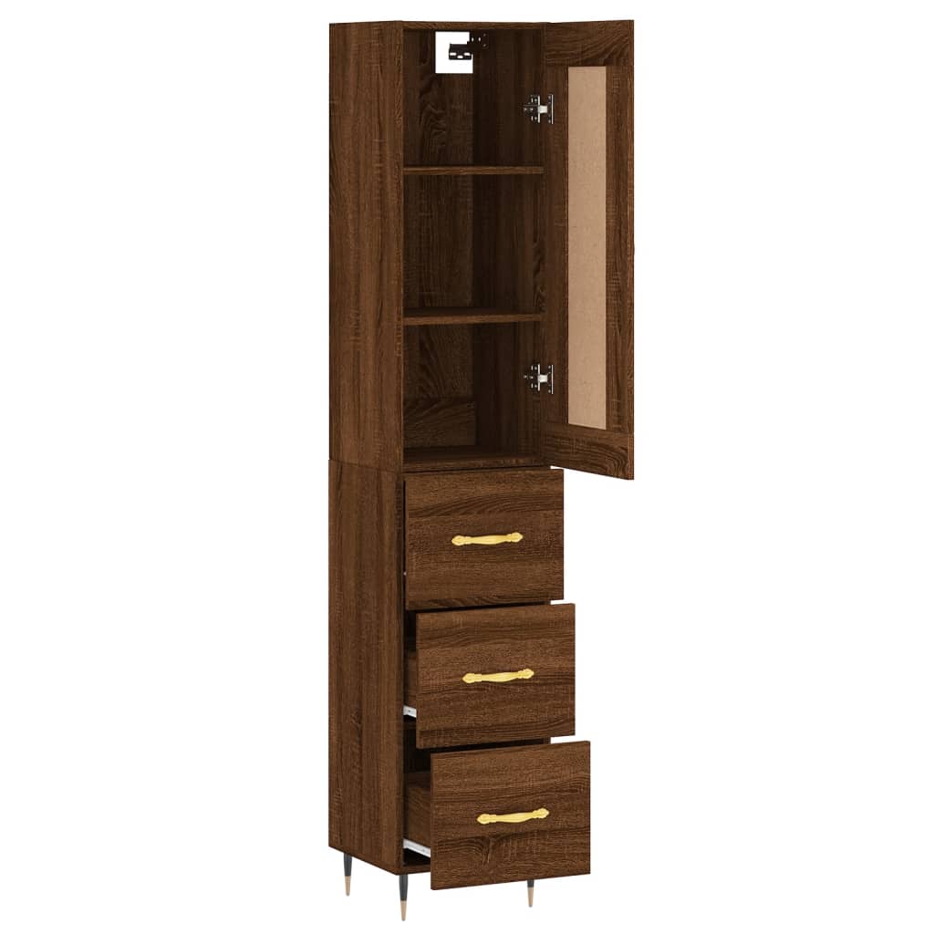 Highboard Braun Eichen-Optik 34,5x34x180 cm Holzwerkstoff