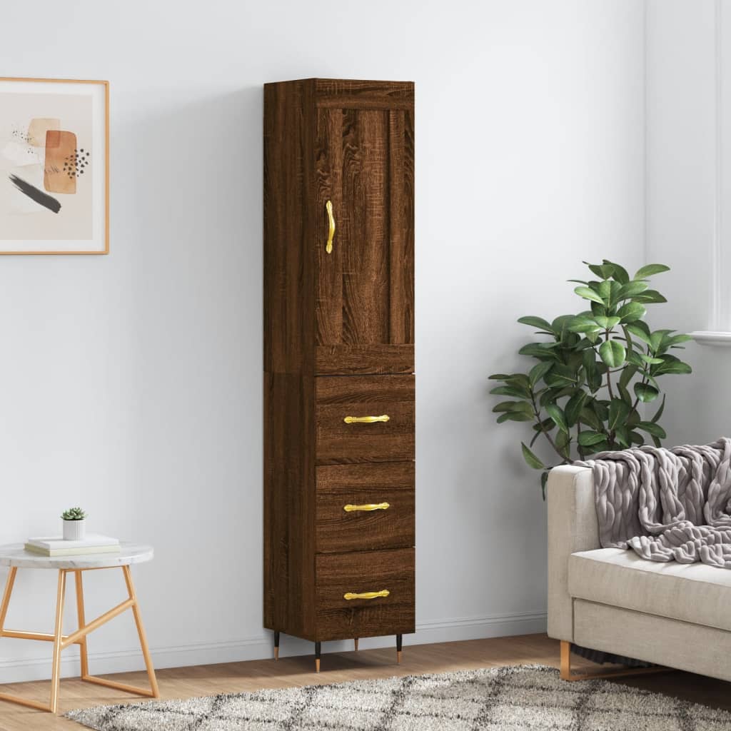 Highboard Braun Eichen-Optik 34,5x34x180 cm Holzwerkstoff