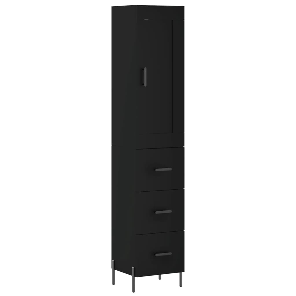 Highboard Schwarz 34,5x34x180 cm Holzwerkstoff