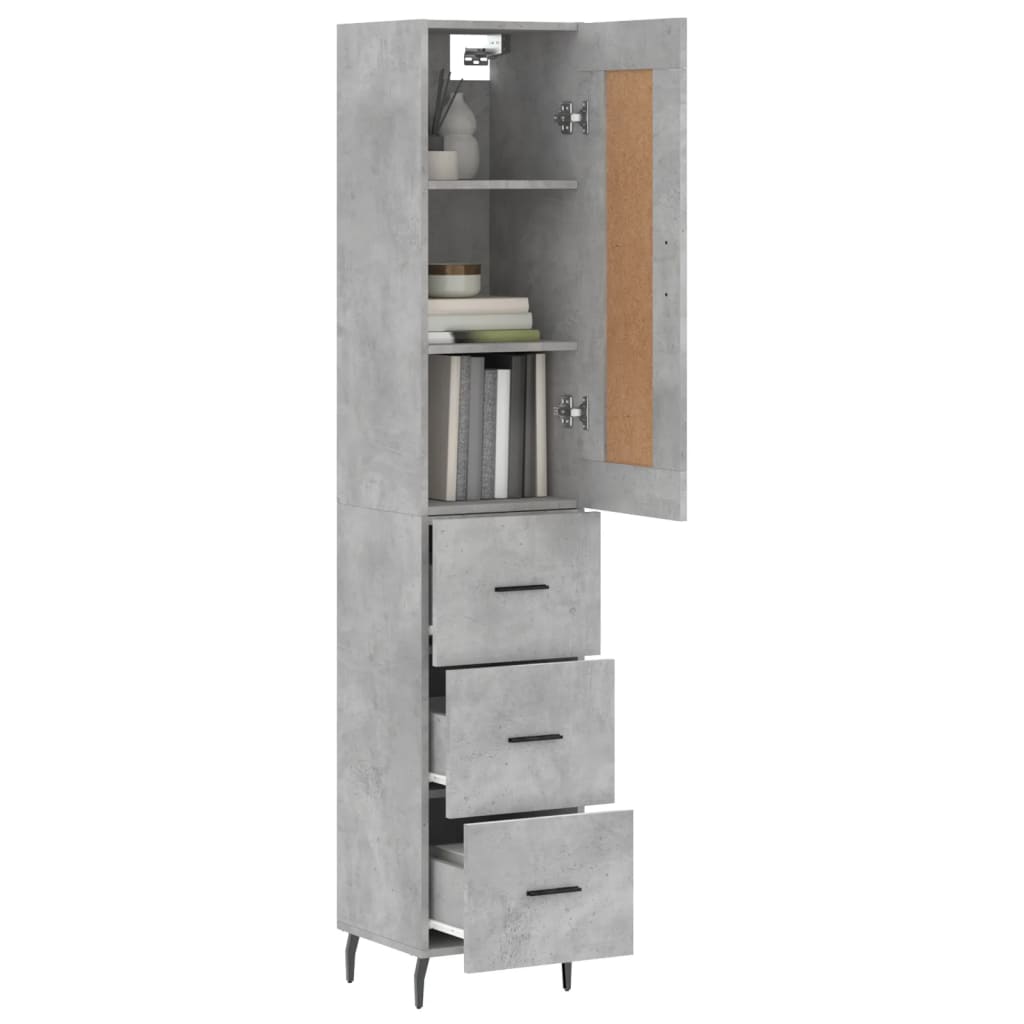 Highboard Betongrau 34,5x34x180 cm Holzwerkstoff