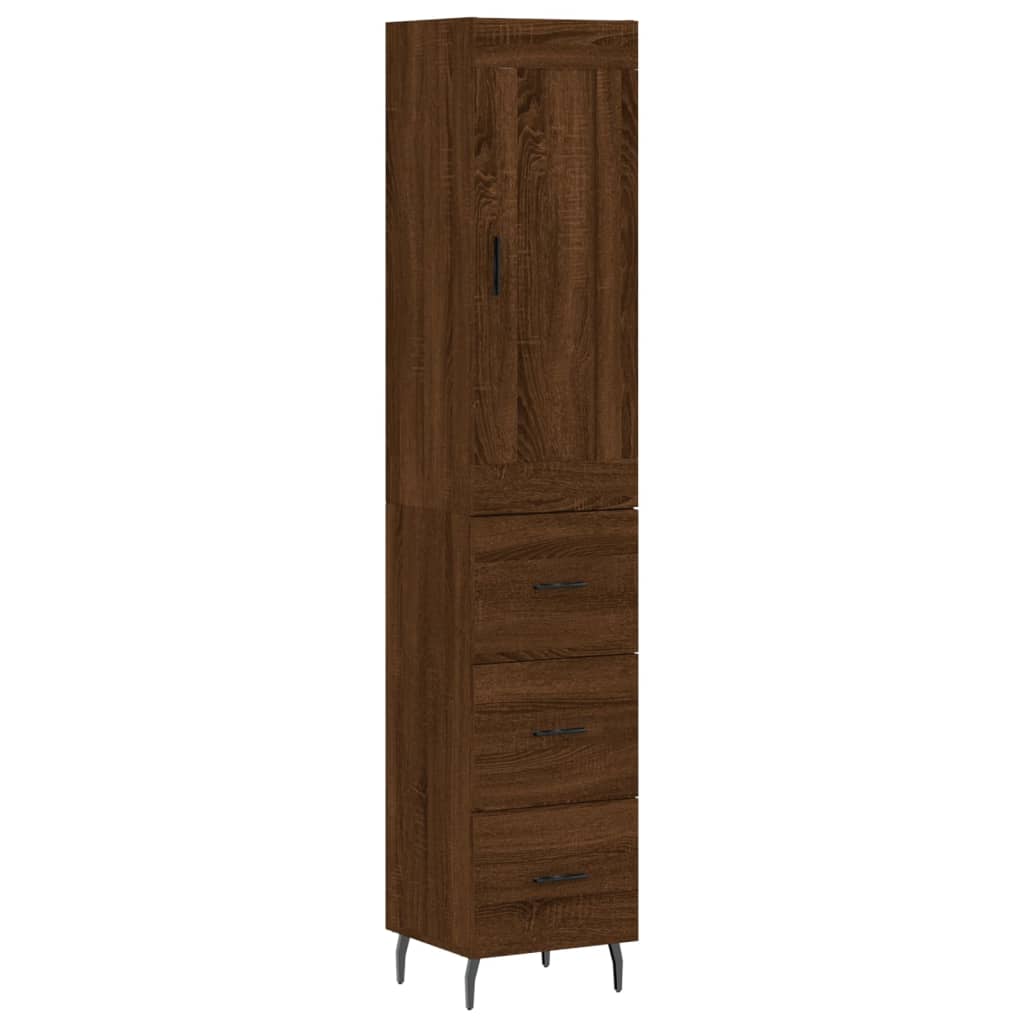 Highboard Braun Eichen-Optik 34,5x34x180 cm Holzwerkstoff