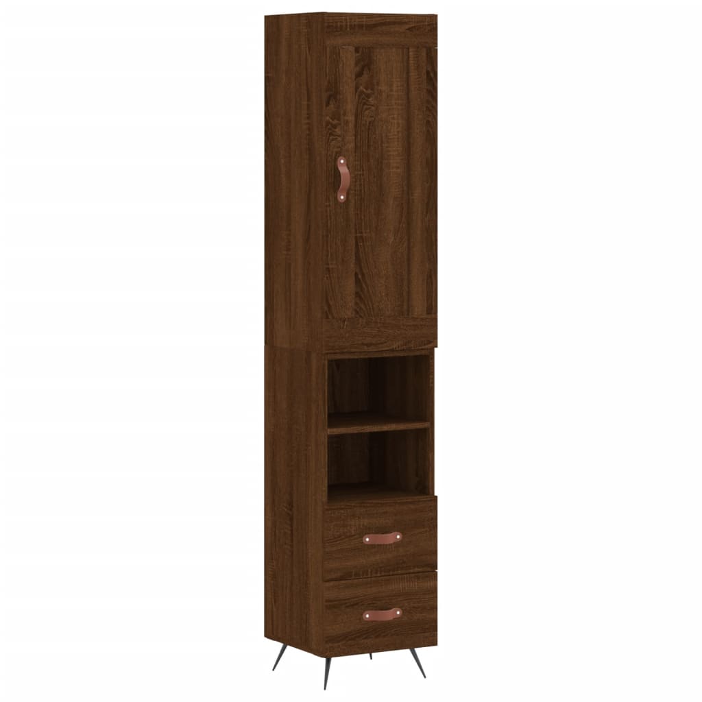 Highboard Braun Eichen-Optik 34,5x34x180 cm Holzwerkstoff