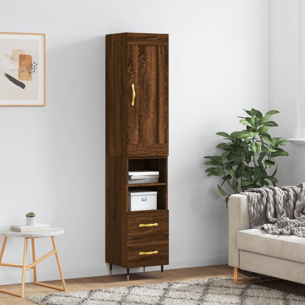 Highboard Braun Eichen-Optik 34,5x34x180 cm Holzwerkstoff