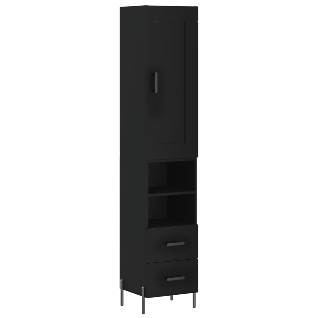 Highboard Schwarz 34,5x34x180 cm Holzwerkstoff