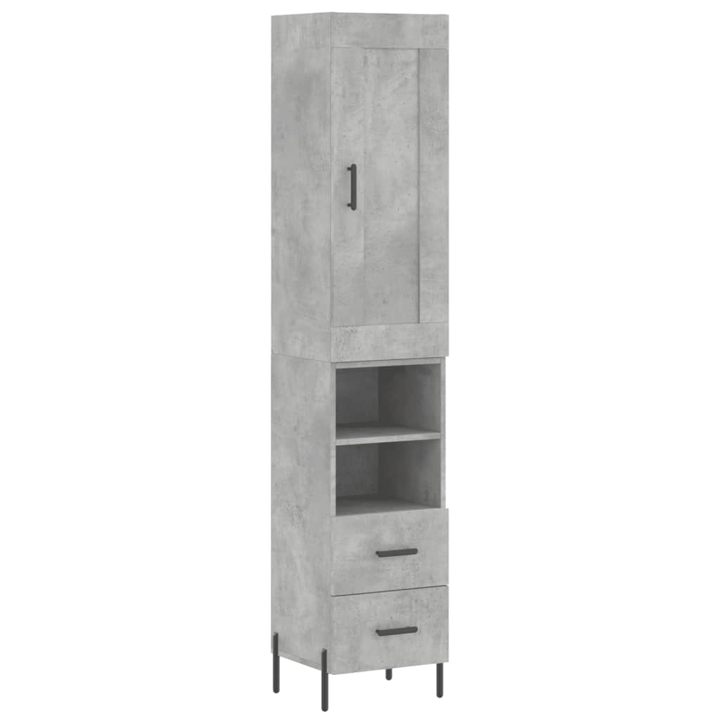 Highboard Betongrau 34,5x34x180 cm Holzwerkstoff