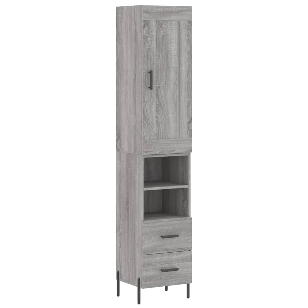 Highboard Grau Sonoma 34,5x34x180 cm Holzwerkstoff