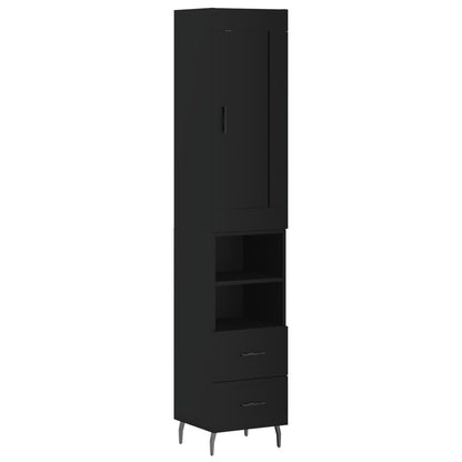 Highboard Schwarz 34,5x34x180 cm Holzwerkstoff