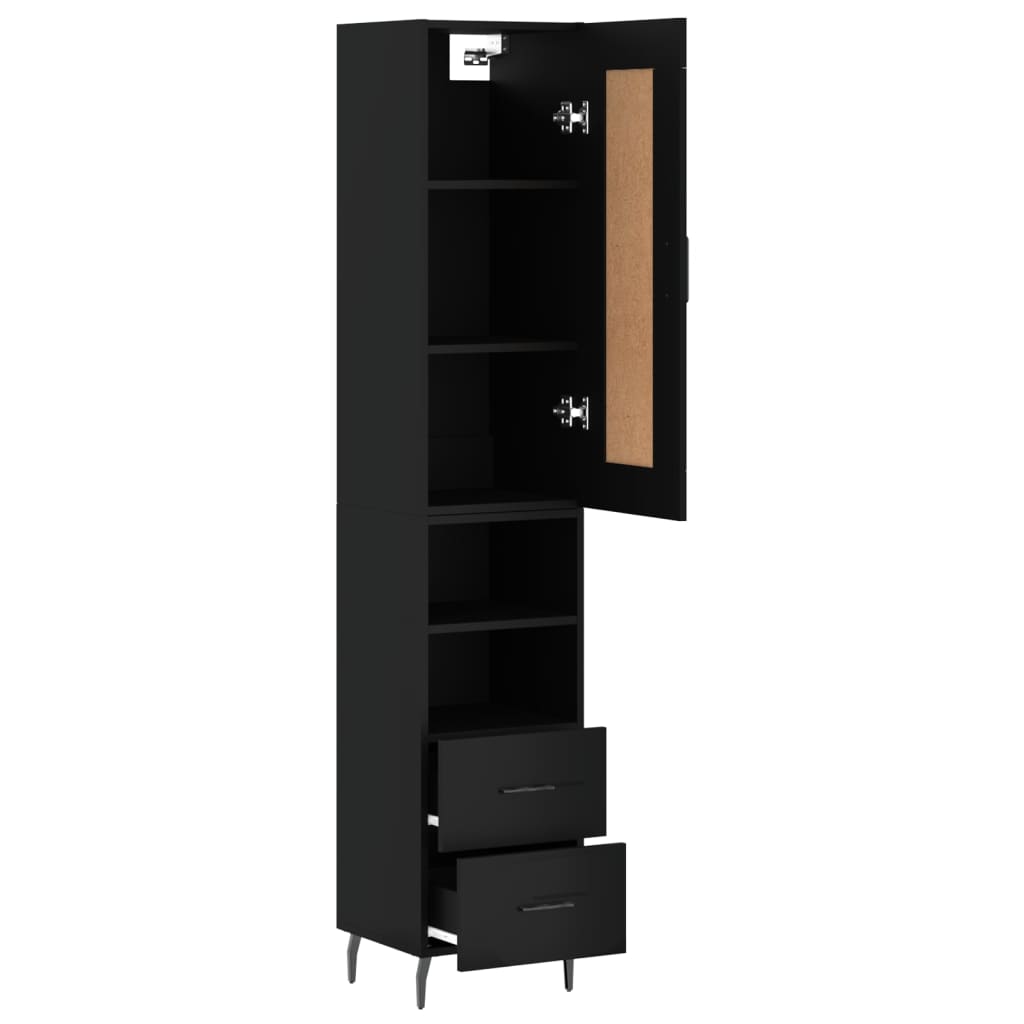 Highboard Schwarz 34,5x34x180 cm Holzwerkstoff