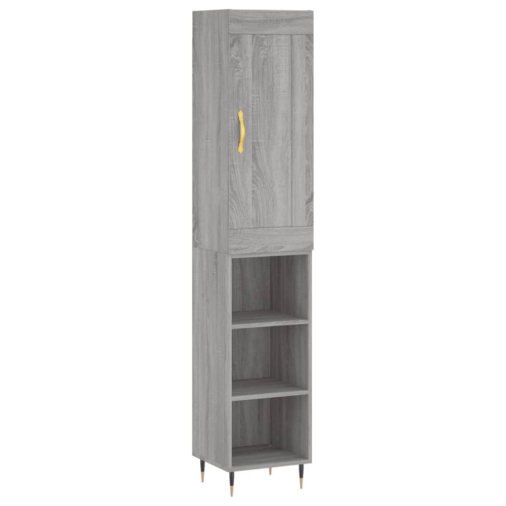 Highboard Grau Sonoma 34,5x34x180 cm Holzwerkstoff