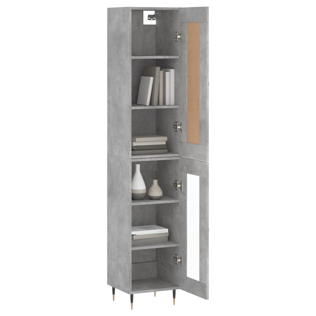 Highboard Betongrau 34,5x34x180 cm Holzwerkstoff