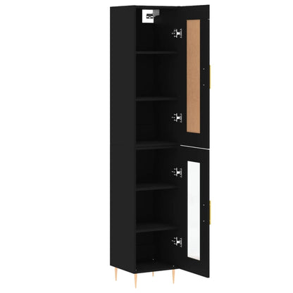 Highboard Schwarz 34,5x34x180 cm Holzwerkstoff