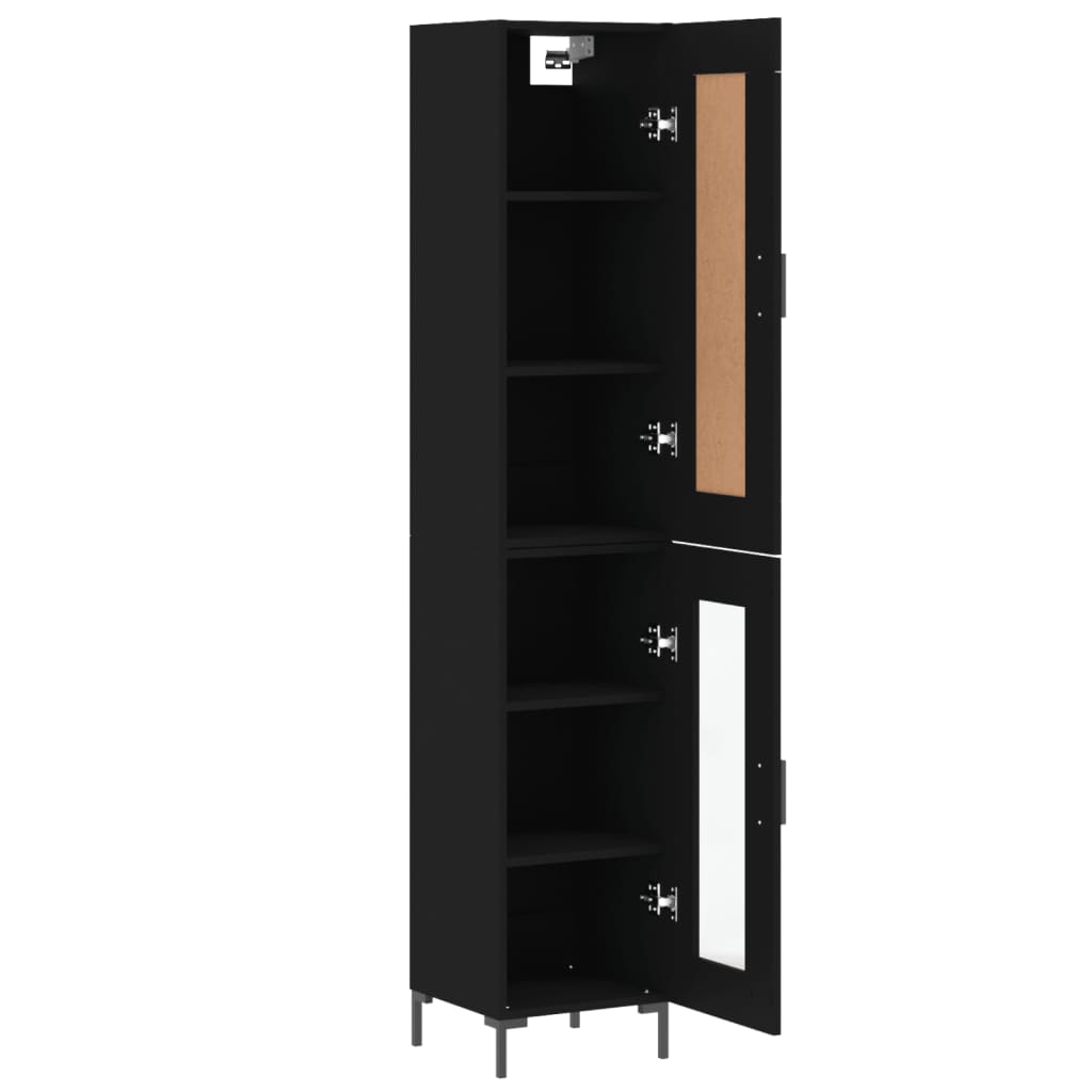 Highboard Schwarz 34,5x34x180 cm Holzwerkstoff